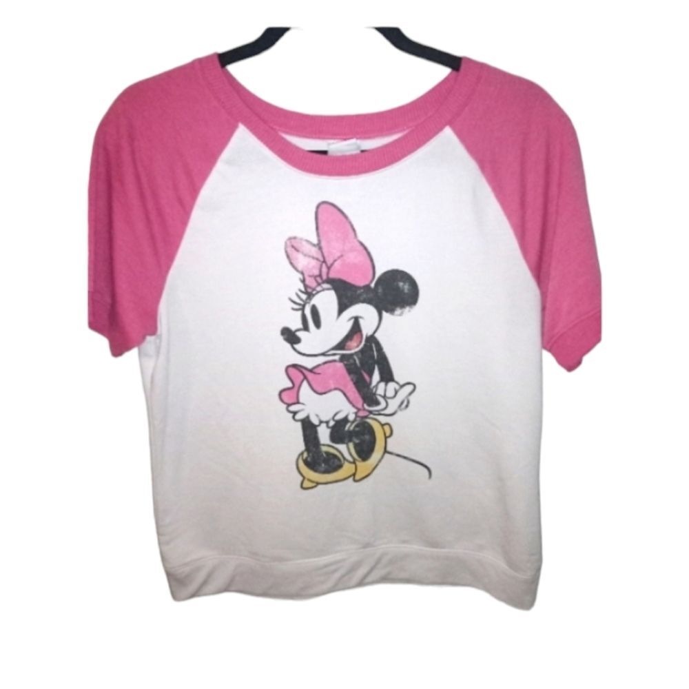Disney Minnie Mouse Short Sleeve Vintage Look Sweatshirt Size L
